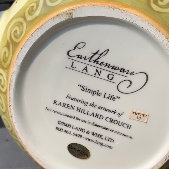 "Lang & Wise Ltd." earthenware teapot w/ saucer, 'Simple Life' - Picture 6 of 8